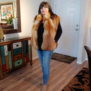 Vest real red fox fur and head band.